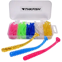 THKFISH 50 Uds Kit de Señuelos de Pesca blandos 4,5 cm sábalo cola de paleta señuelo suave cebos artificiales de silicona Wobblers pesca cebos blandos