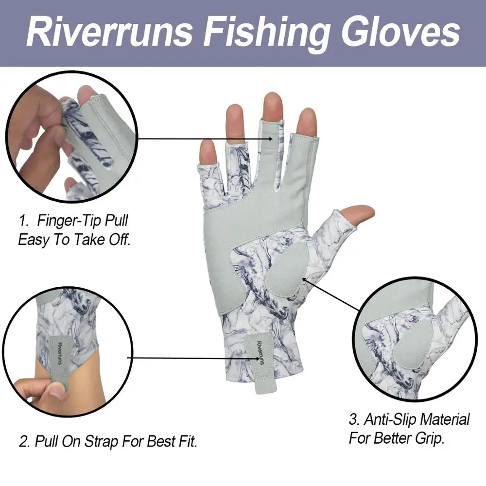 Riverruns-guantes de pesca y bufandas para hombre y mujer, protección solar UPF50 +, para pesca, kayak, senderismo - imagen 3