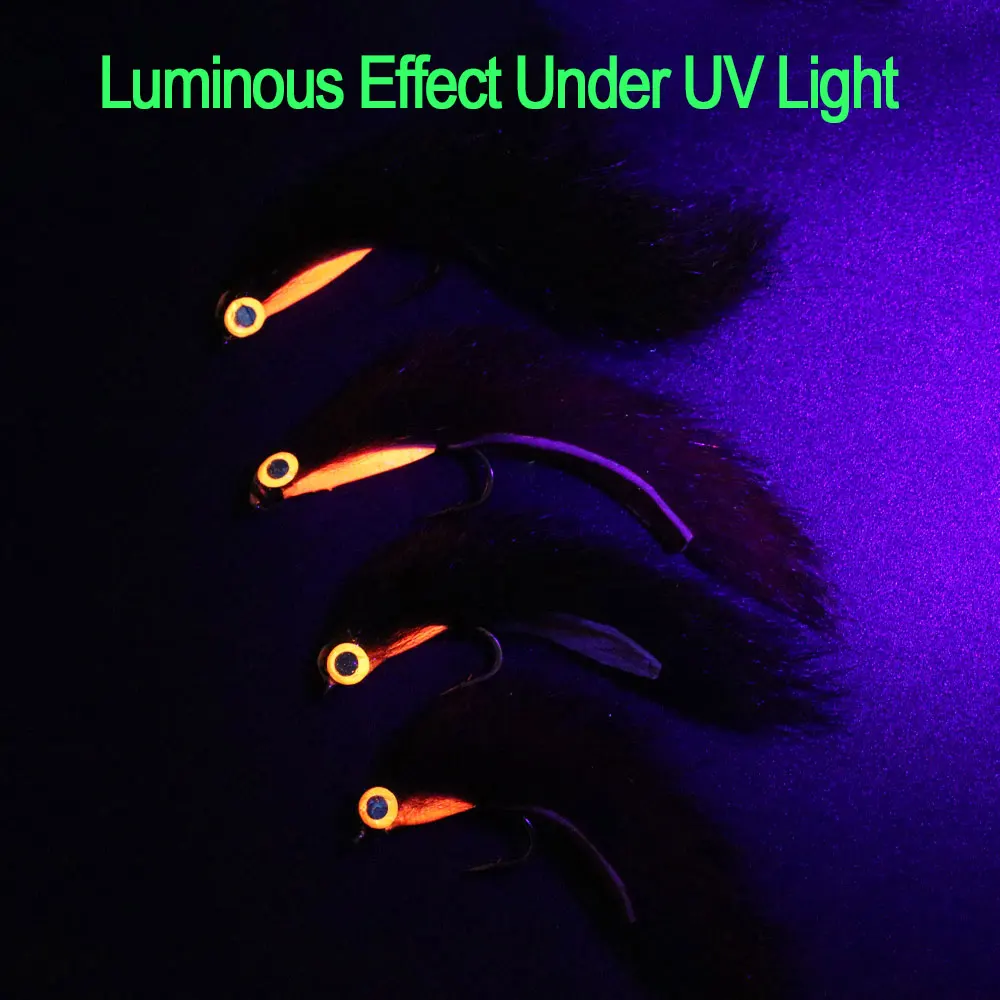 ICERIO-señuelo de pesca luminoso UV 3D, ojos de pez, ardilla de pino, Zonker, tira de mosca, Streamer, mosca para salmón, trucha, Steelhead, 6 #8 #, 2 ~ 4 piezas - imagen 5