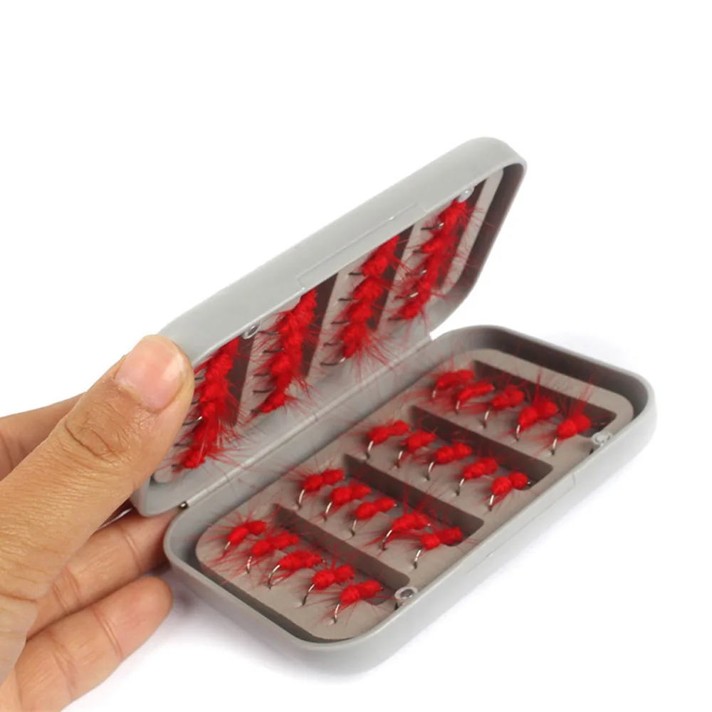 40 unids/caja Kit de cebo señuelo negro rojo trucha Ninfa señuelo de pesca con mosca moscas secas/húmedas ninfas Señuelos de pesca en hielo cebo Artificial con caja - imagen 4