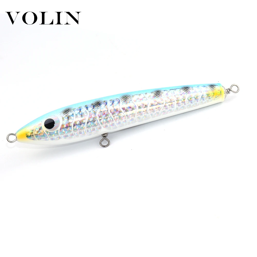 VOLIN-señuelo de pesca de superficie, 1 unidad, lápiz de juego grande Topwater, Stickbait de pesca de madera, 200mm, 80g, señuelo de barco artificial - imagen 5