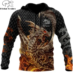 Sudadera con capucha dragón tatuaje 3D – Ropa de pesca otoño invierno
