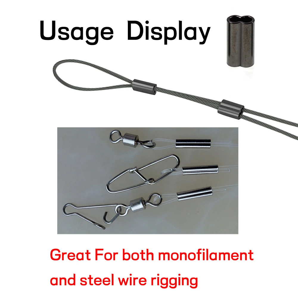 Mini mangas de cobre de doble barril para crimpadores de alambre de acero Mono Color negro aparejo de pesca de agua salada accesorios aparejos terminales - imagen 5