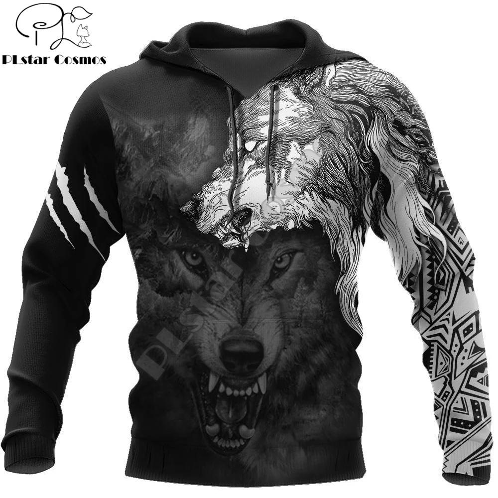 Wolf Spirit Tattoo-sudaderas con estampado 3D para hombre, ropa de calle Unisex, jersey con cremallera, chaqueta informal, chándal KJ0198 - imagen 4