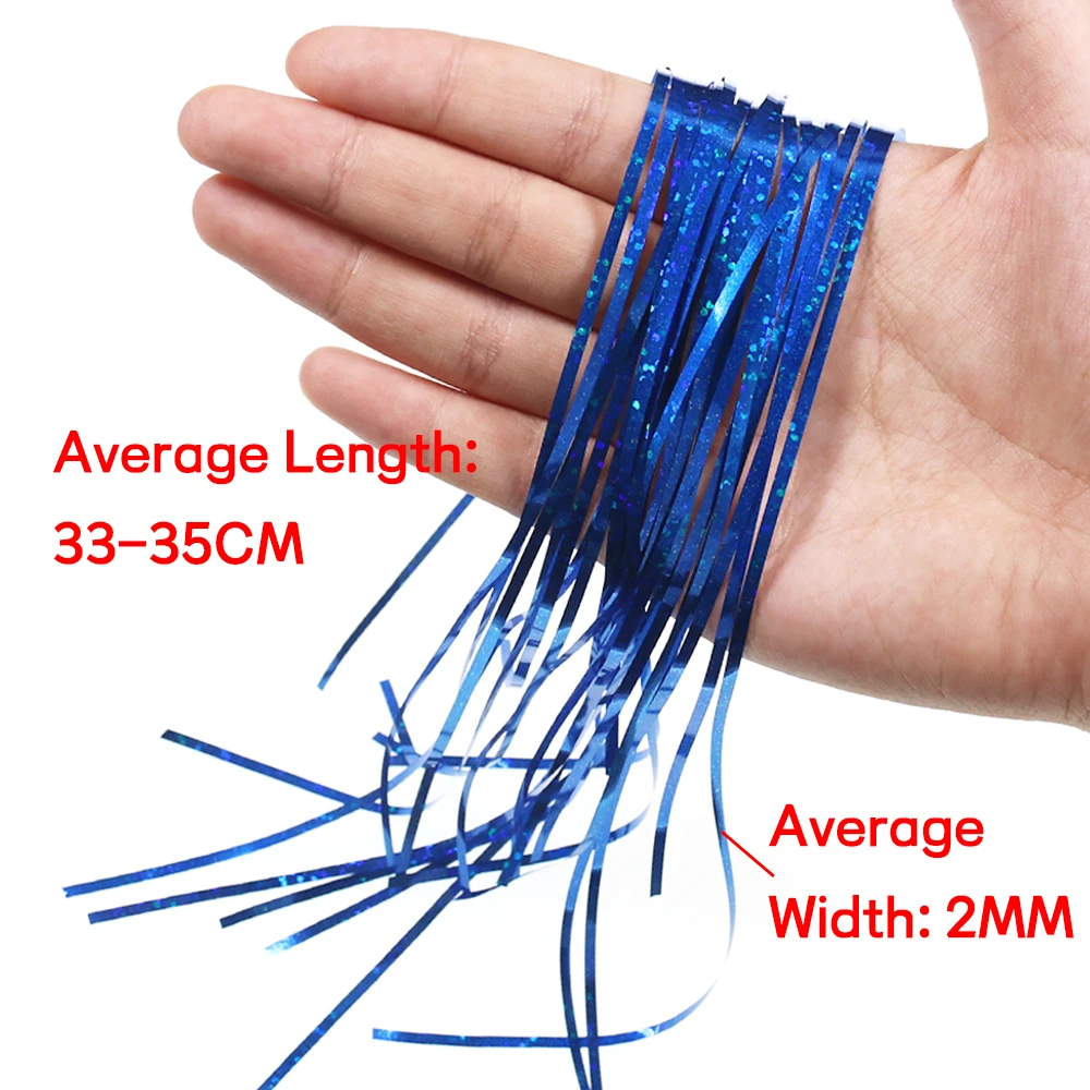 Bimoo-oropel plano de atado de moscas, Pike, Streamer de acero de agua salada, Material de atado de moscas, rojo, dorado, verde, 2mm, 1 paquete - imagen 4