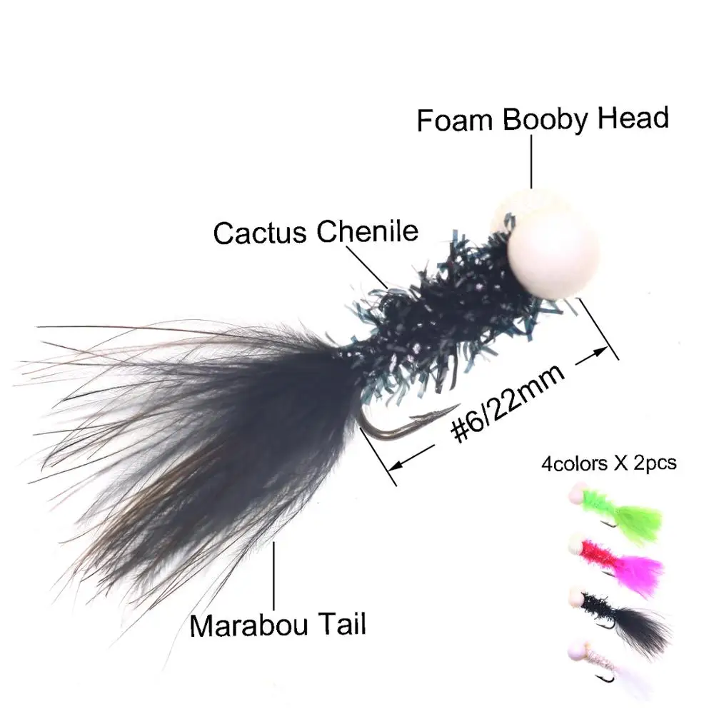 Bimoo-señuelo de pesca con mosca, 4/8 piezas, para trucha, cabeza de espuma, botín, fondo flotante, tamaño 6 1/0 - imagen 4