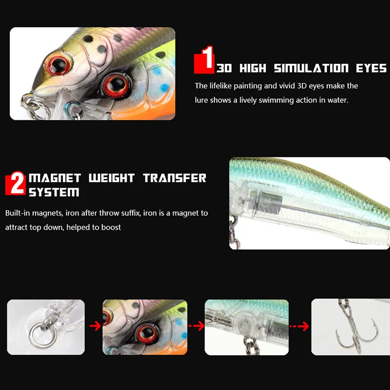 1 unids/lote de señuelos de pesca de pececillos de alta calidad, 9,2 cm, 8,5g, ojos 3D, crankbait, cebo duro, aparejos de pesca wobbler, todo para la pesca - imagen 4