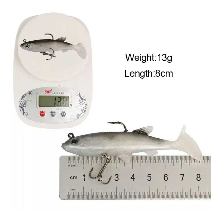 Cebo blando de cola en T para pesca al aire libre, cebo Artificial de plomo de 8cm/13g, 1 unidad, para agua dulce - imagen 2