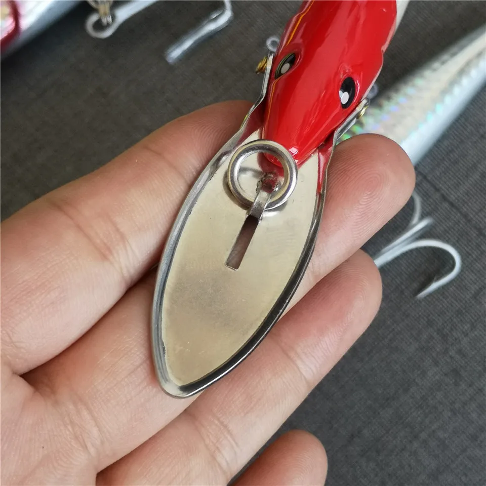 SWOLFY-señuelo de pesca de pececillos con lengua de Metal, 32,5g/130mm, Señuelos de Pesca de atún para curricán, cebos artificiales 3D - imagen 5