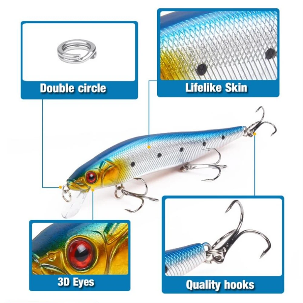 Señuelo de Pesca flotante, cebo duro Artificial, Crankbait, Wobbler, carpa, carpa, 14cm, 22,5g, ojos 3D - imagen 3