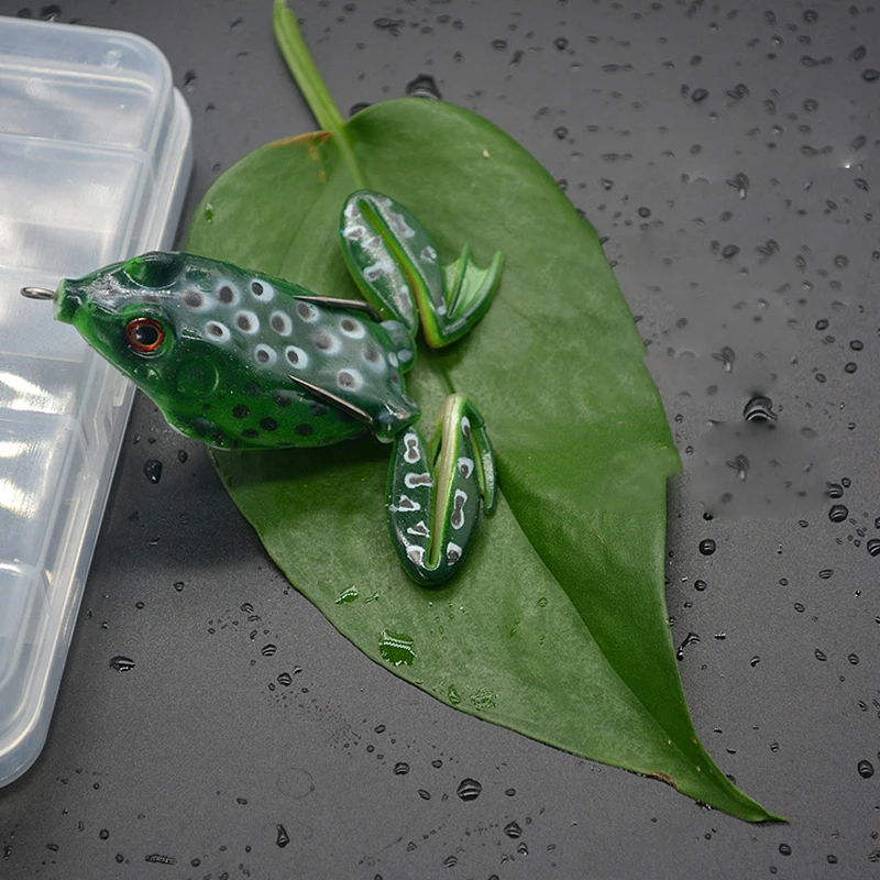 Señuelo de pesca de rana blanda de alta calidad, cebo de silicona de 9,5 cm y 15g, con doble anzuelo, cebo de pesca realista, 1 piezas - imagen 4