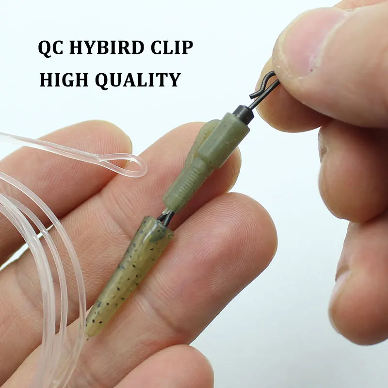 Línea de pesca de carpa de fluorocarbono, 100CM, con aparejos de pesca, Clip QC Hybird, líder de bucle fundido, sin núcleo de plomo - imagen 4