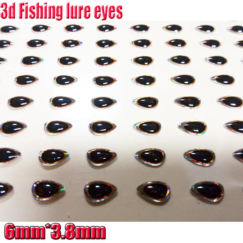 Ojos de señuelo de pesca con forma triangular, 3 colores, 3d, 4 tamaños, 6mm, 7mm, 8mm, 9mm, cada lote, 300/lote, novedad de 2021 - imagen 2