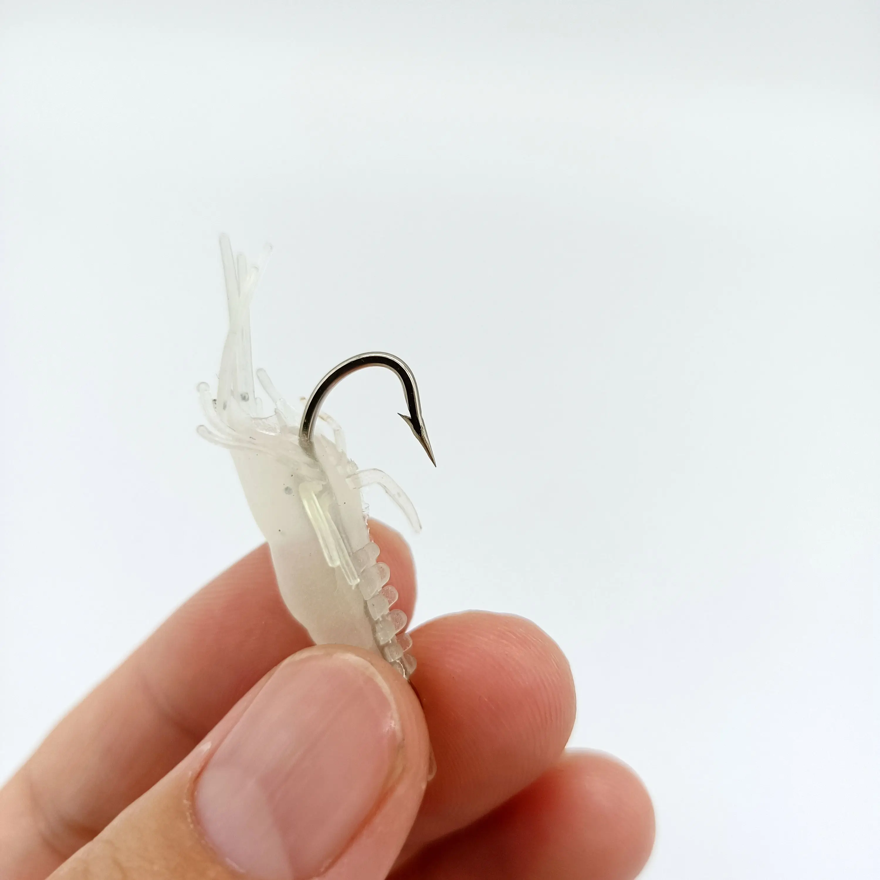 DUODUOYU-señuelo de pesca de camarón suave, cebo artificial Isca de silicona luminosa con un solo gancho, aparejos de pesca, 1,3g/30mm, 10 unidades por lote - imagen 5