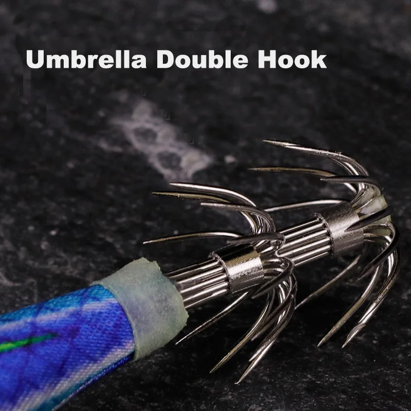 Mosodo-Señuelos de Pesca de calamar, anzuelos de calamar que se hunden, 3,0 #3,5 #, aparejos de pesca con anzuelos de calamar, cebo duro luminoso de Camarón, 10 Uds. - imagen 5