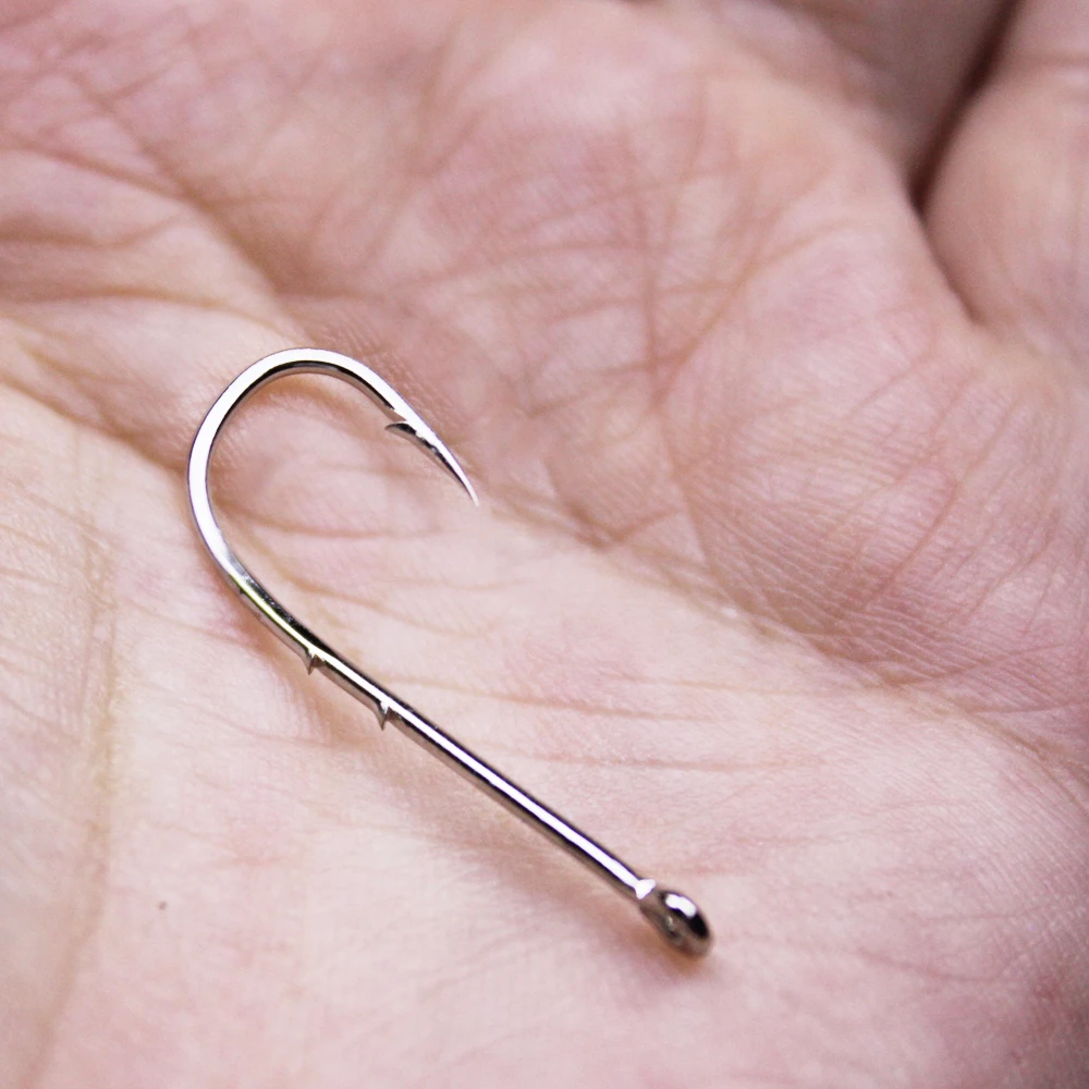 Ganchos de pesca de acero, anzuelos de púas de gusano suave, carpa, Color blanco, 10 unids/lote, 1/0 #-14 #