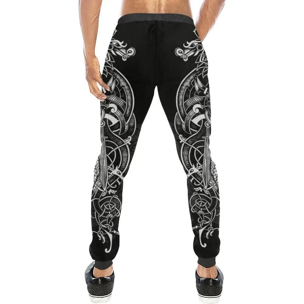 Huginn y Muninn Cuervo y Lobo tatuaje 3D impreso hombres pantalones Harajuku moda pantalones otoño Casual Joggers pantalones CK-001 - imagen 4