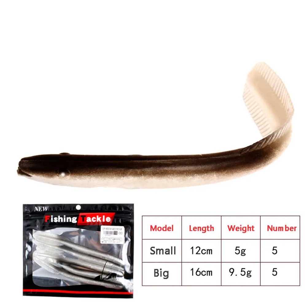 Señuelo de pesca de anguila de arena, anzuelo grande y suave, Loach 16cm/9,5g 12cm/5g, señuelos artificiales, alimentador de goma para pesca en el mar, 5 uds. - imagen 3