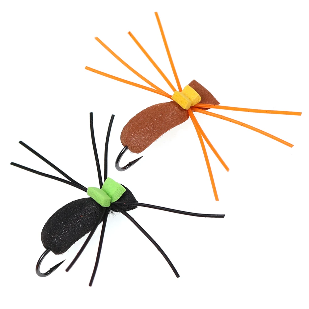 Bimoo-señuelo Artificial para pesca de carpa, anzuelo de escarabajo de espuma negra naranja, mosca seca, trucha, pez amarillo, lubina, carpa, 6 uds., 10 # - imagen 5