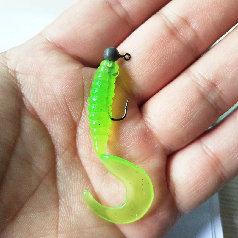 1 Uds señuelo suave gusano Wobblers señuelo de pesca 55mm 2,3g silicona artificial olor a sal lubina pesca Jigging cebo pesca de carpa - imagen 2