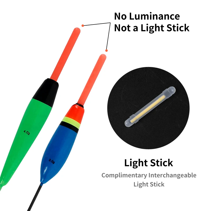 Topline-flotadores de pesca multiposión, Boya Luminosa, palo Bobber, aparejos de pesca, tamaño mixto 2g-6g, 10 unidades - imagen 4