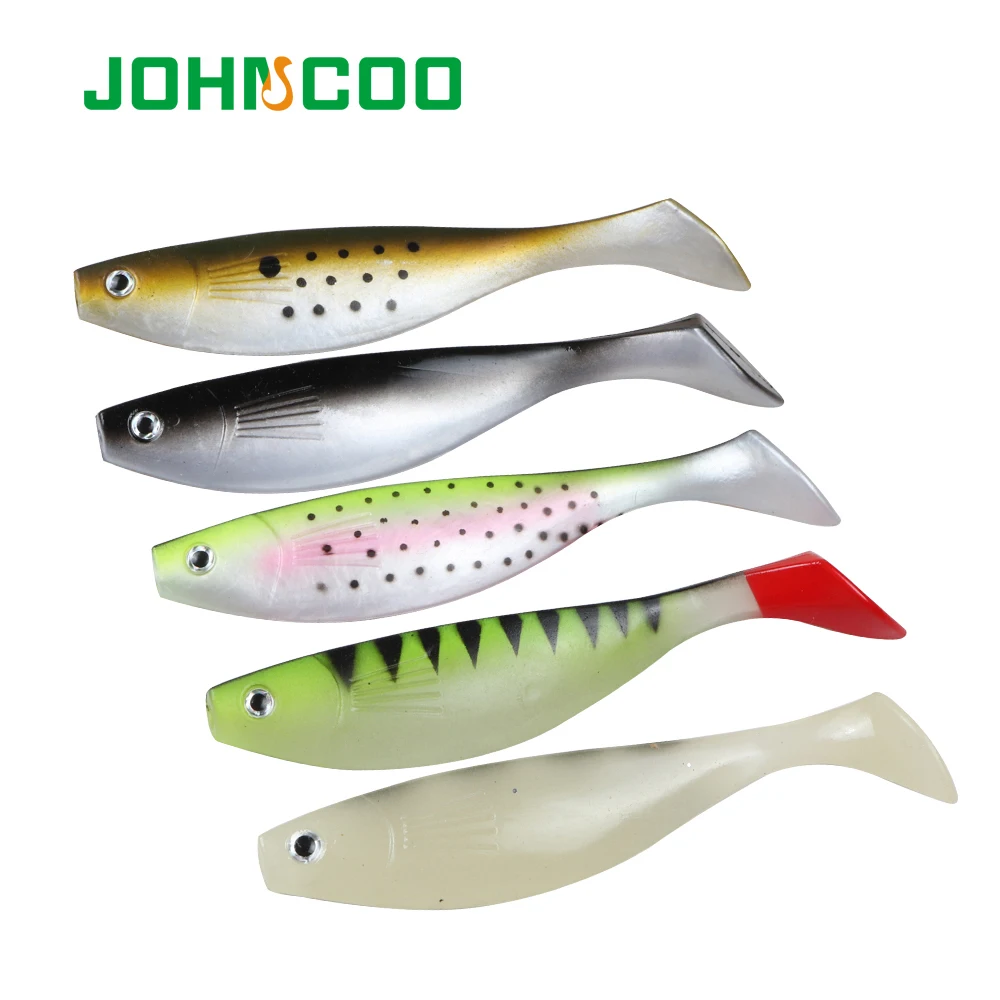 Señuelo de pesca de plástico suave realista, cola en T grande, pescado de goma, 2 unids/lote, 15cm, 26g, Lucio, trucha, Swolfy, cebo de silicona para lubinas de mar - imagen 2