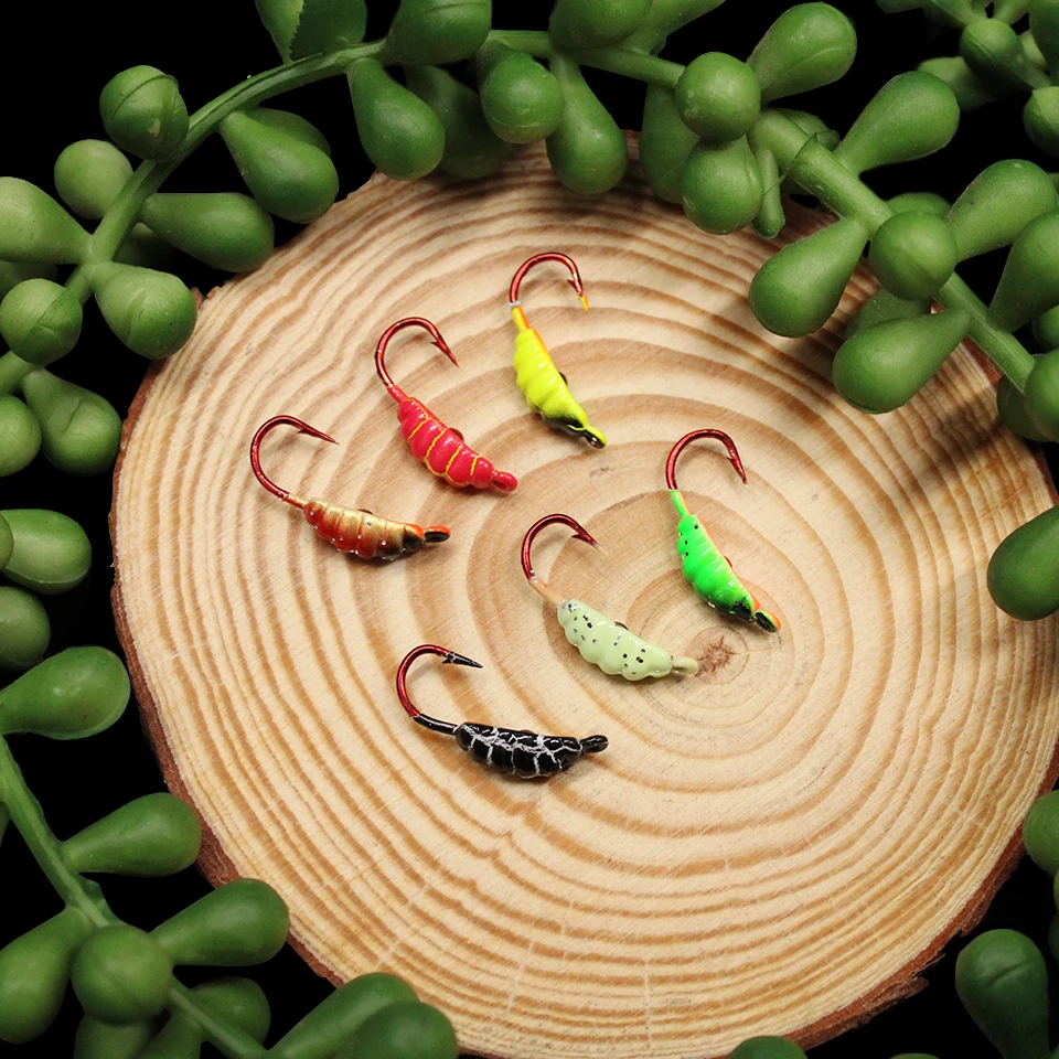 WALK FISH-Mini señuelo de pesca Jigging, cebo de Metal, gusano, cabeza de plomo, 6 piezas, 21MM/1,5G, para invierno