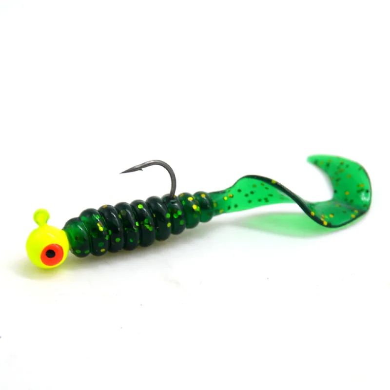 Señuelo blando de pesca, cebo de 3,5g, cabeza de anzuelo, pez, 6cm, cola de hoz, gusano, señuelos artificiales, lote de 5 piezas en oferta - imagen 3