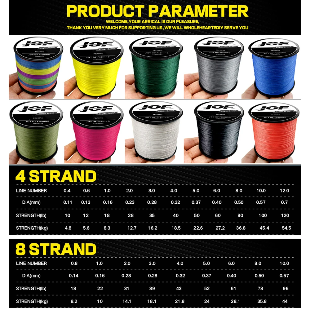 JOF-Hilo de pescar japonés multicolor, 500M, 300M, 100M, PE, trenzado, 8/4 hebras, multifilamento - imagen 2