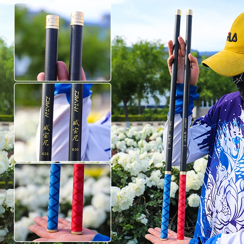 VBONI-Caña de pescar telescópica de fibra de carbono, accesorio duro y superligero de gran calidad, caña de agua dulce, 3,6/4,5/5,4/6,3/7/8/9 metros - imagen 2