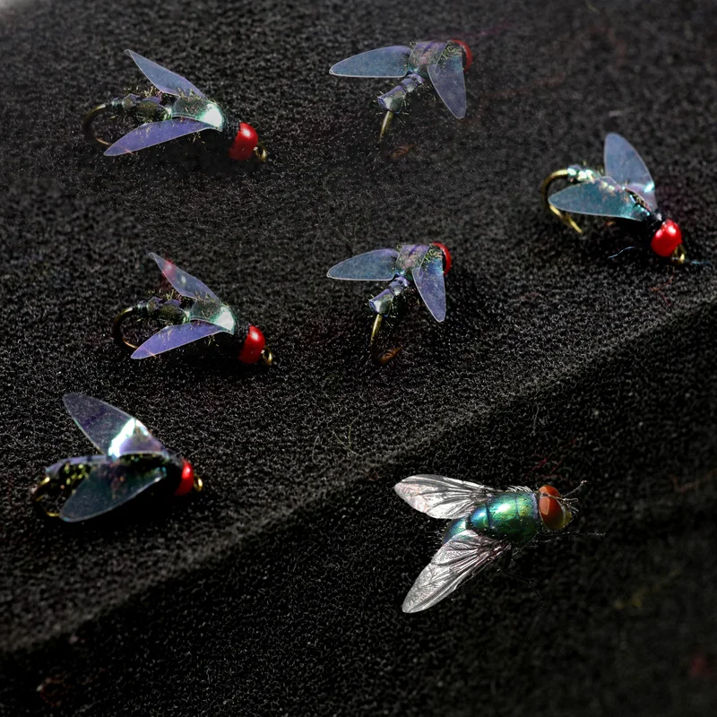 Bimoo-SEÑUELOS DE pesca con mosca, cebo de insectos, trucha, trucha, Arctic Char, caja libre, 6 unids/lote, n. ° 12 - imagen 5