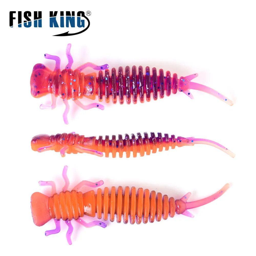FISH KING-cebo de silicona de 4-10 piezas, señuelo de pesca suave de gusano, olor a 5/7, 6/8, 9cm, Wobblers artificiales, cebo de pesca para lubina y Lucio - imagen 4