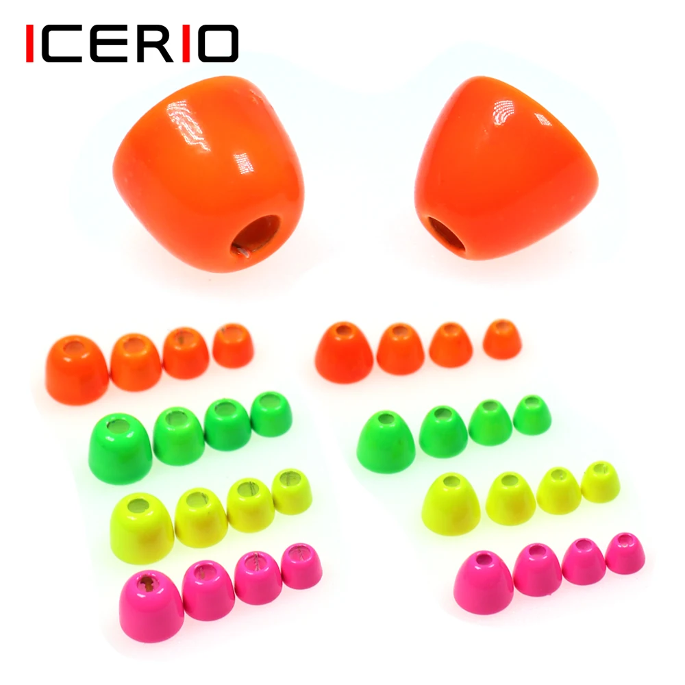 ICERIO 20 piezas UV latón cono cabeza cuentas tubo mosca lanosa Bugger serpentinas ninfas trucha pesca señuelo atado Material