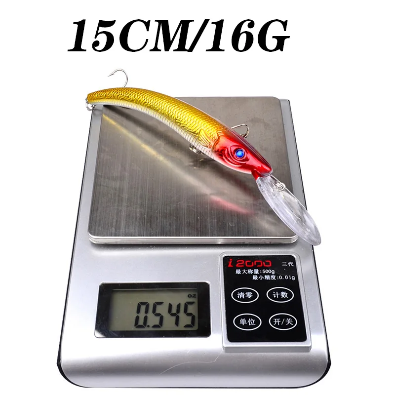 Señuelos duros para Pesca, cebo Artificial para buceo profundo, Minnow, 15cm, 16g, 1 unidad - imagen 4