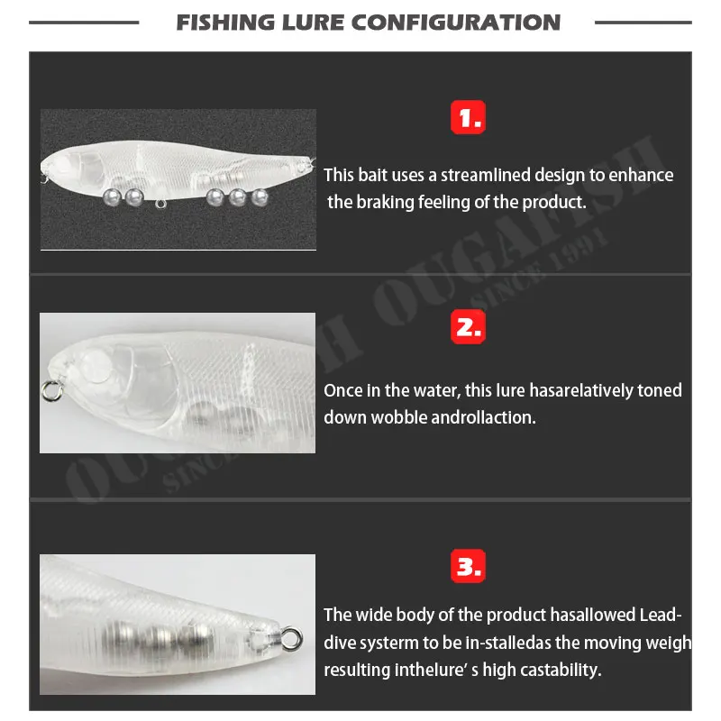 Accesorios de pesca, señuelos en blanco sin pintar, lápiz de 75-100mm, 6,5-12g, Wobblers flotantes Isca, Peche Artificial, Lucio Angeln Zubehor - imagen 5