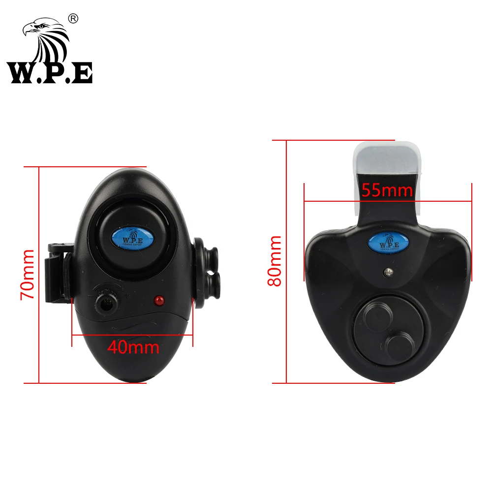 W.P.E-alarma de pesca con luz LED, 1 ud., zumbador electrónico, alarma de cebo de pesca en caña de pescar, accesorios de campana de pesca de carpa, aparejos - imagen 3