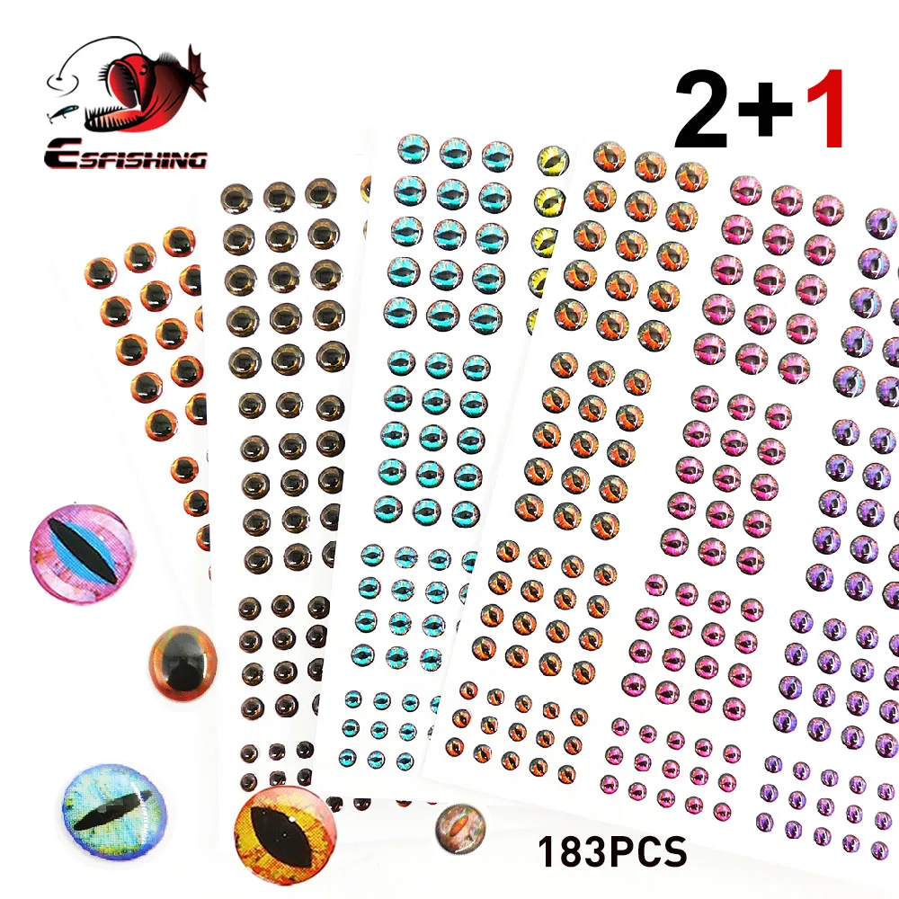 ESFISHING-señuelo de pesca MIX, ojo de 3/4/5/6/7/8/9/10mm, ojos de pez de pesca, material de atado de moscas 3D, fabricación de cebos, 183 Uds. - imagen 3
