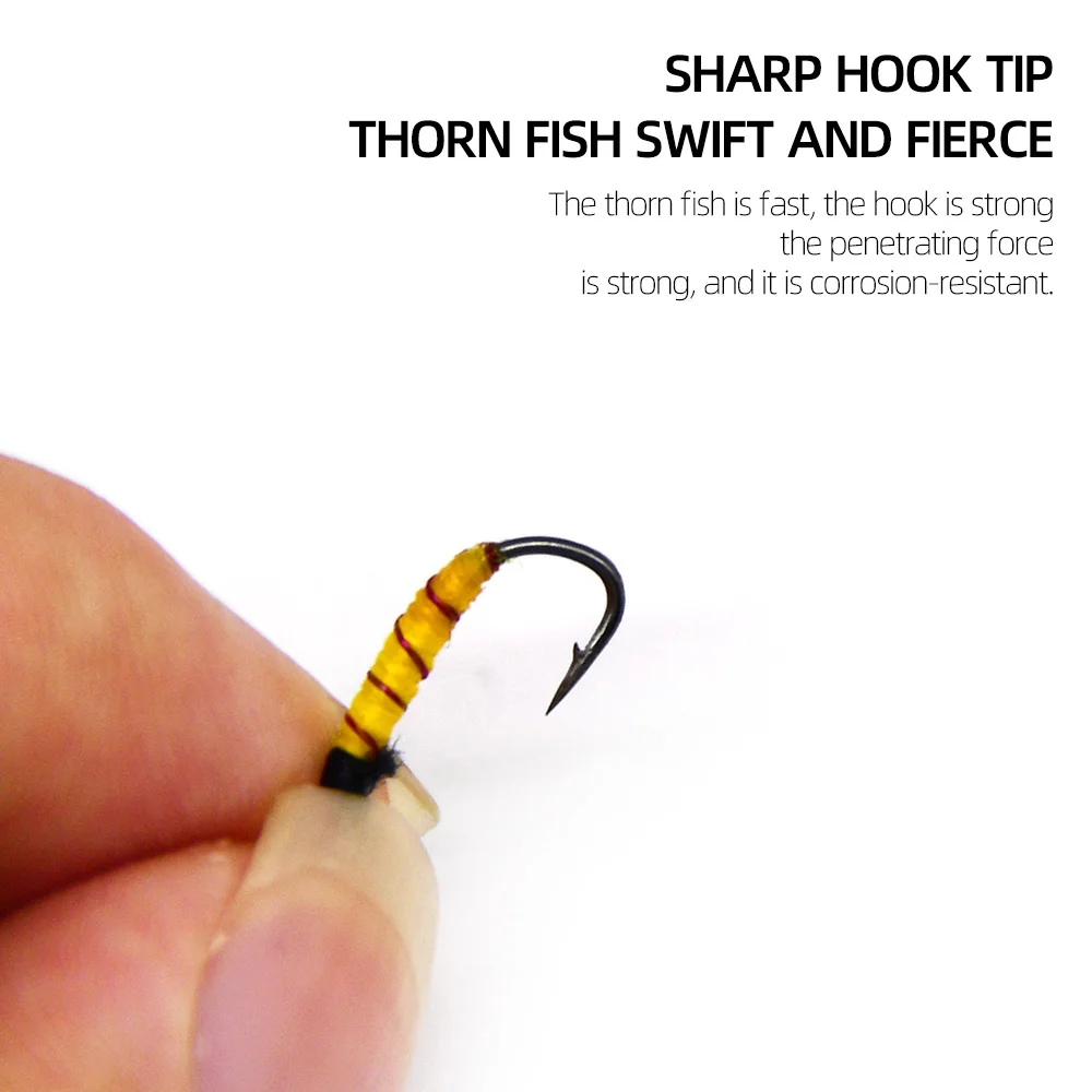 MNFT-anzuelo de ninfas amarillo, 10 piezas, #10, trucha, pesca, moscas, señuelo - imagen 5