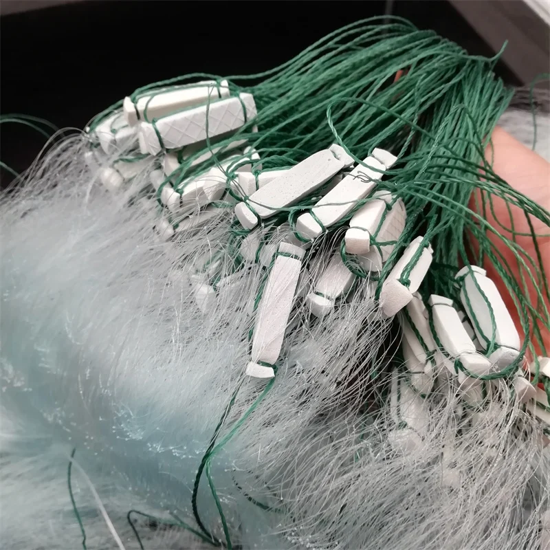 Red de pesca de nailon, malla de tres capas, transparente, blanca, con trampa flotante para peces, monofilamento, longitud de 43M x 1,3 M, 1 pieza - imagen 5