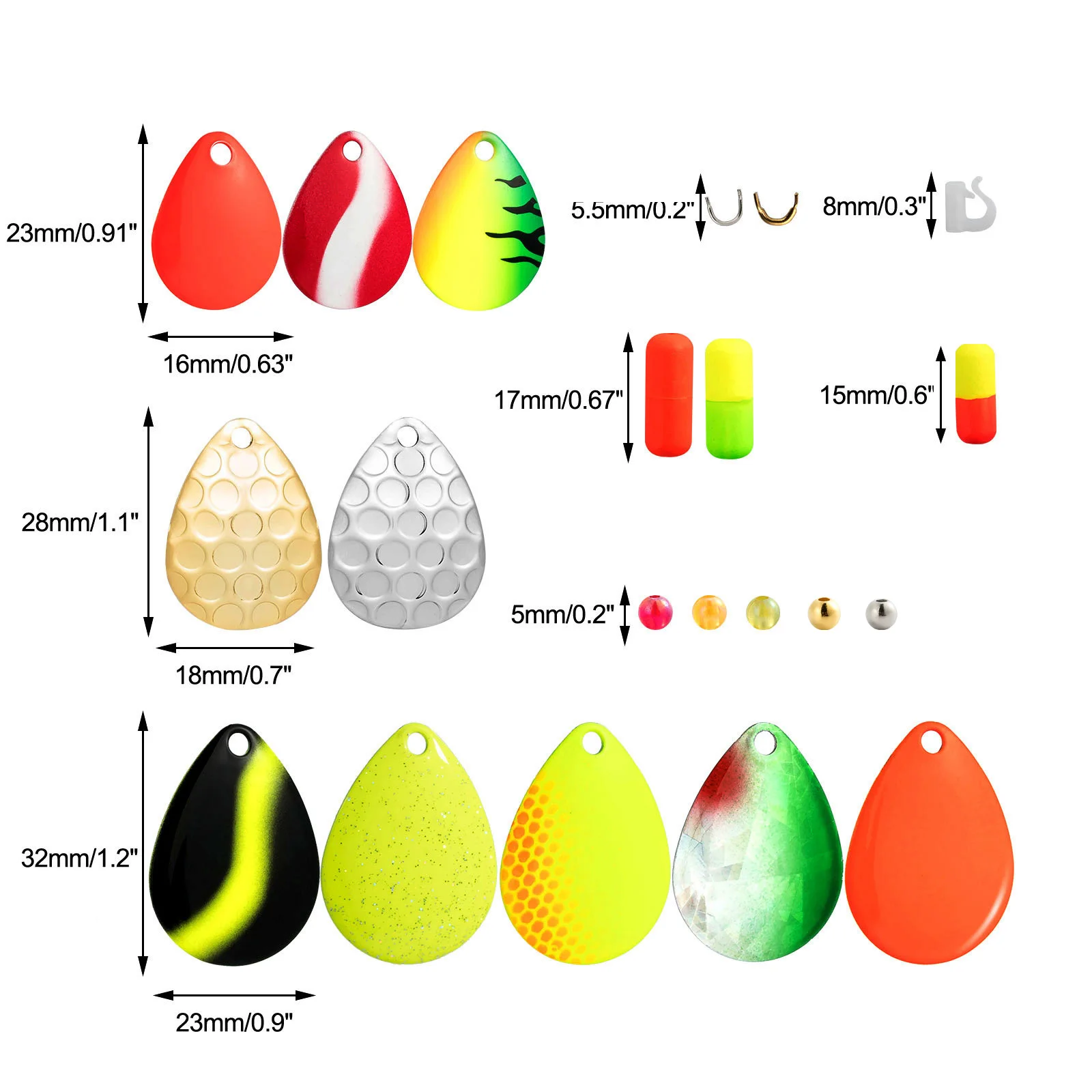 Kit de fabricación de Spinner de pesca en línea, anzuelo de hoja de agua dulce, aparejo de cola, Wobbler, lubina, trucha, salmón, piezas, 240 - imagen 2
