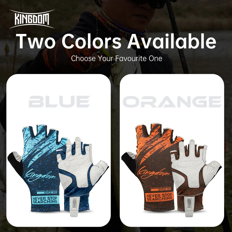 Kingdom Ice Lycra tela antideslizante guantes de pesca deportes al aire libre transpirable ciclismo bicicleta Camping senderismo guante sin dedos - imagen 5
