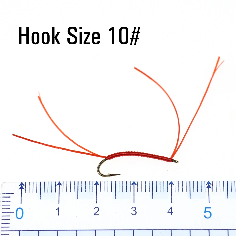 ICERIO 10 Uds piernas flexibles gusano de sangre trucha mosca curvada atado gancho trucha pesca mosca señuelo cebos - imagen 3