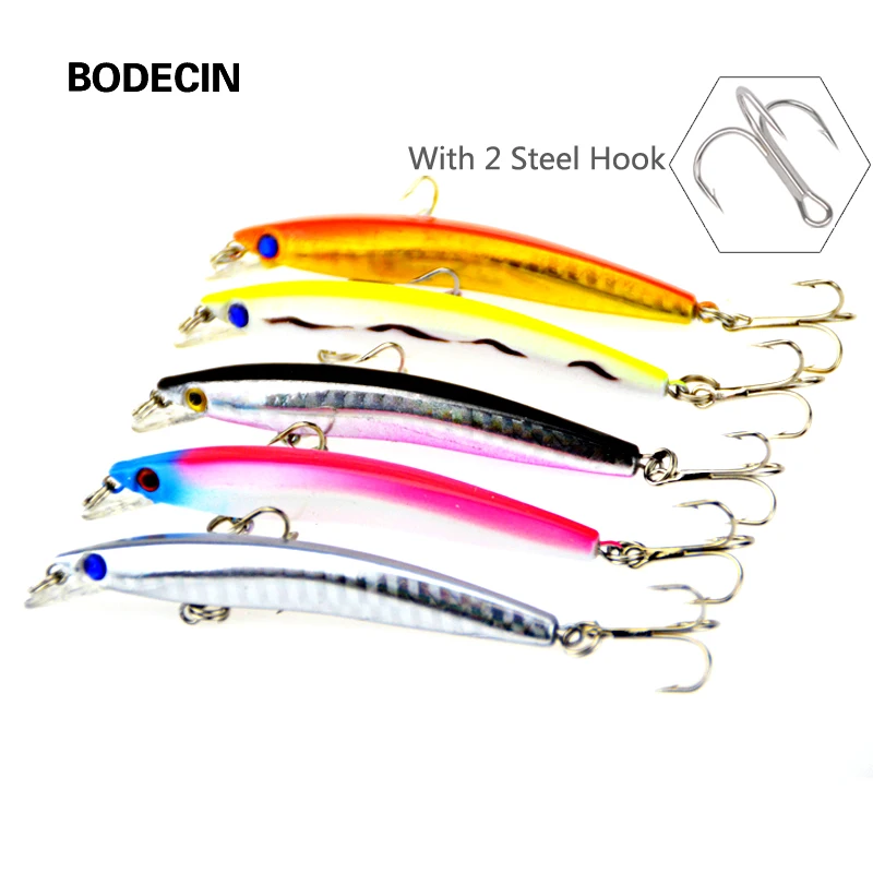 Señuelos de Pesca de carpa, cebos duros para pececillos, 8CM 5G 6 #, anzuelos, aparejos de cebo falso, Wobblers de mar, lote de peces para curricán de lucios, 5 uds. - imagen 2