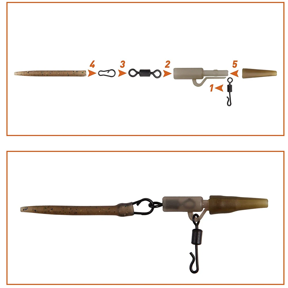 Kit de aparejos de pesca de carpa, ganchos giratorios, señuelos de plomos de tungsteno, Clips de guía, Terminal de cebo, mangas, 199 unids/caja - imagen 5