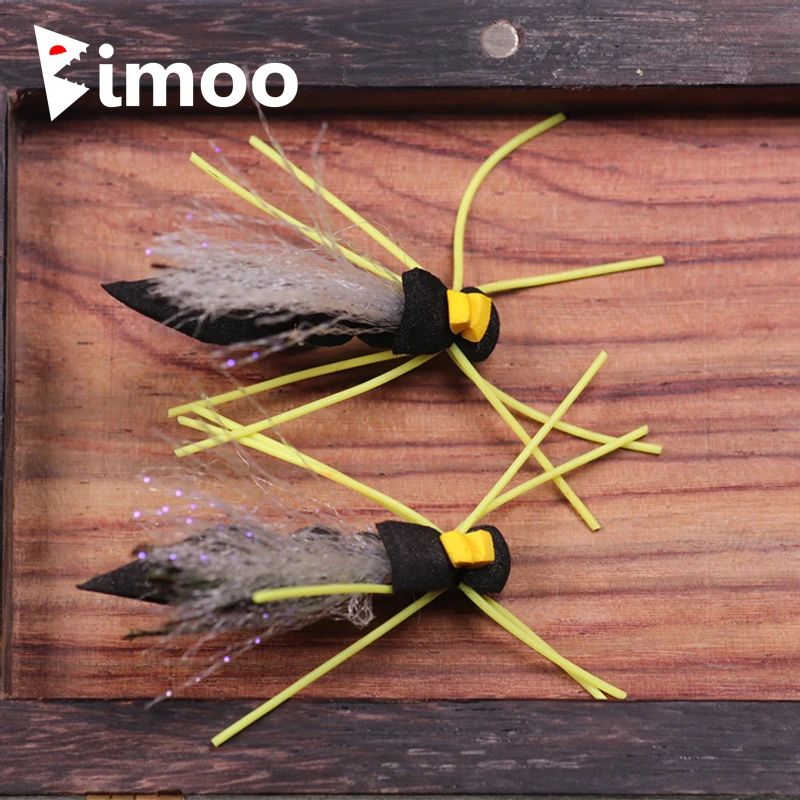 Bimoo, 4 Uds., tolva negra, mosca seca, moscas de espuma flotantes, trucha arcoíris, perca para lubina, moscas de pesca con mosca, señuelos de tamaño # 4