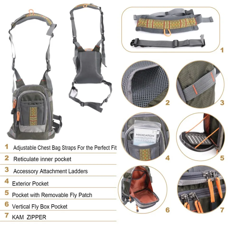 Maximumcatch DUO bolsa de pesca, con aparejos mochila de pesca con mosca, paquete de pecho - imagen 5