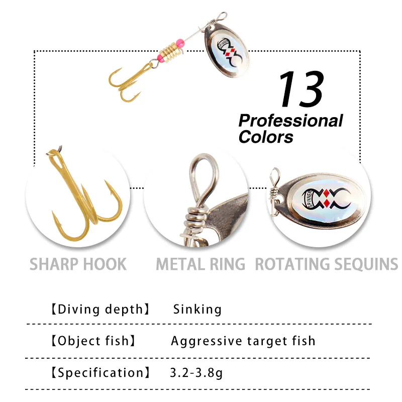 POETRYYI-señuelo de pesca giratorio, cebo duro de Metal con CrankBait para pesca de lubina, 6cm, 3,5g, 1 pieza