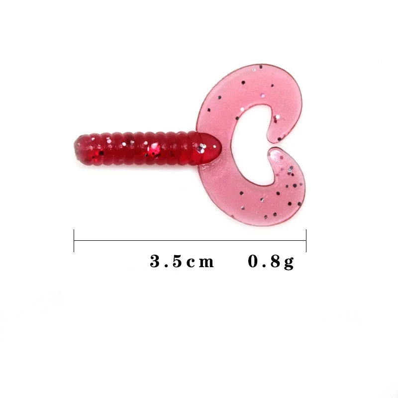 Señuelo de pesca de doble cola de un solo color, suave, 3,5 cm/0,8g, gel de sílice, dos colas, gusanos, Wobblers, Swimbait, cebos de silicona, 50 unidades por lote - imagen 3