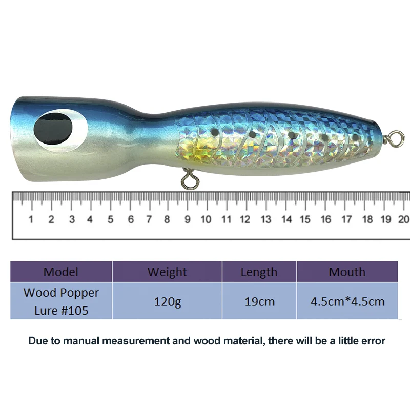 OBSESSION-señuelo de pesca flotante 120gHandmade, superficie de arrastre GT, aparejo, señuelos de aguas profundas, madera duradera Swimbait - imagen 3