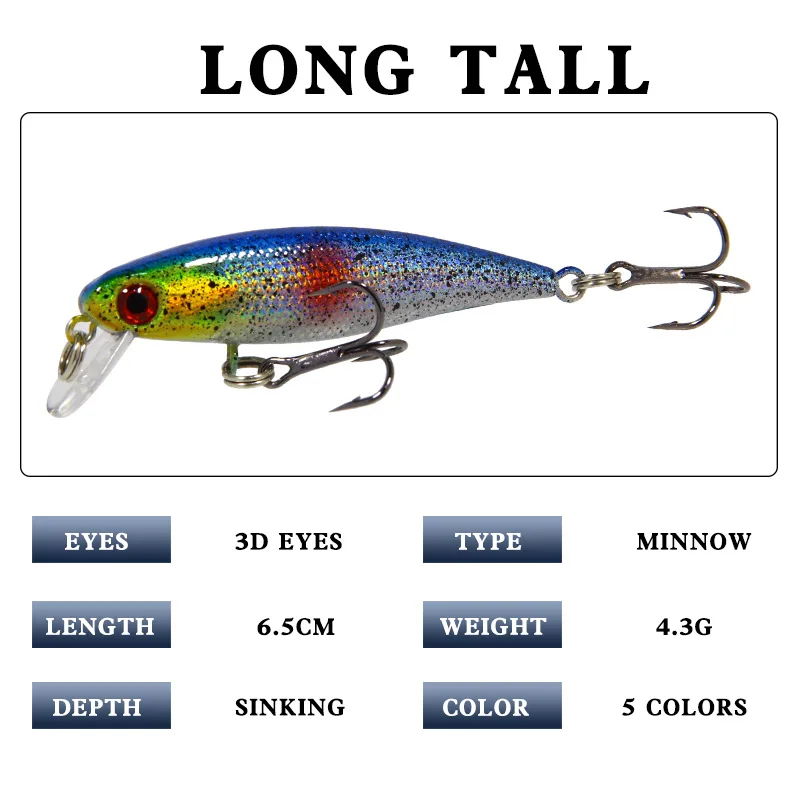 Señuelo duro Artificial para Pesca, anzuelo triple flotante, Wobbler, Crankbait, Lucio, Swimbait, 1 unidad, 6,5 cm, 4,3g - imagen 4